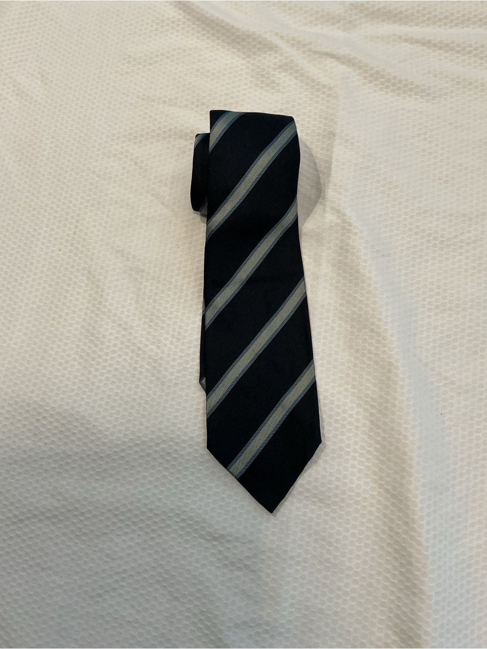 Sara Battaglia Black Tie with Gray Diagonal Stripes